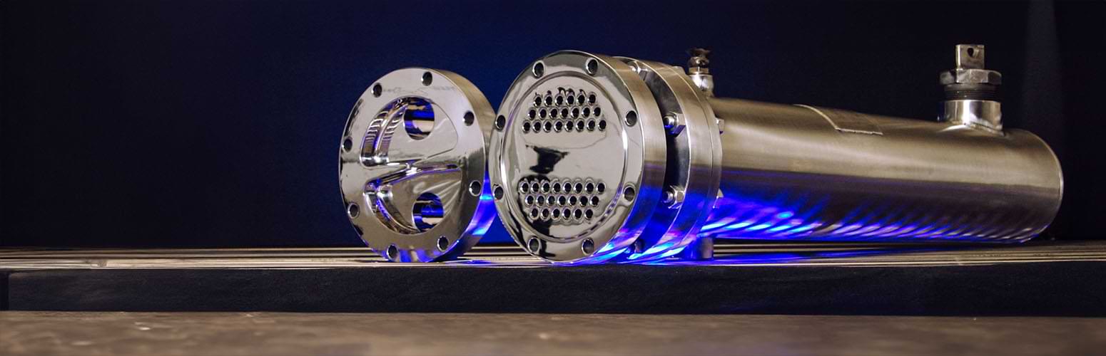 sanitary 316L shell and tube vapor condenser with clamp connections