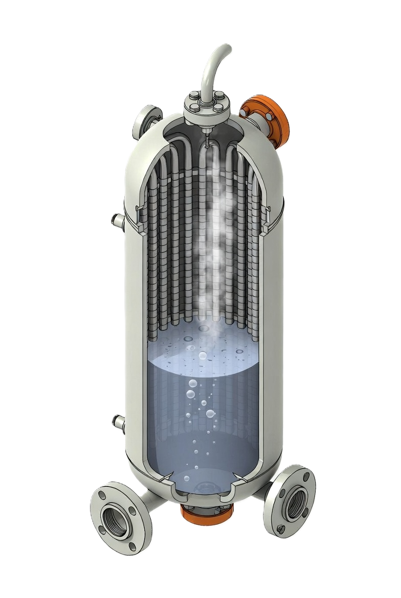 thermosiphon reboiler arranged for natural circulation