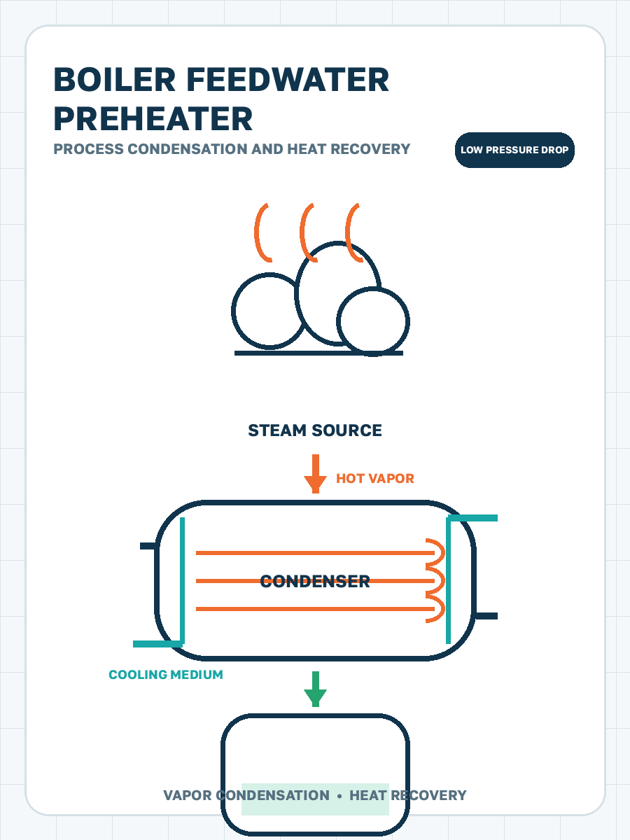 Using condensing steam to preheat boiler feedwater process condensation illustration
