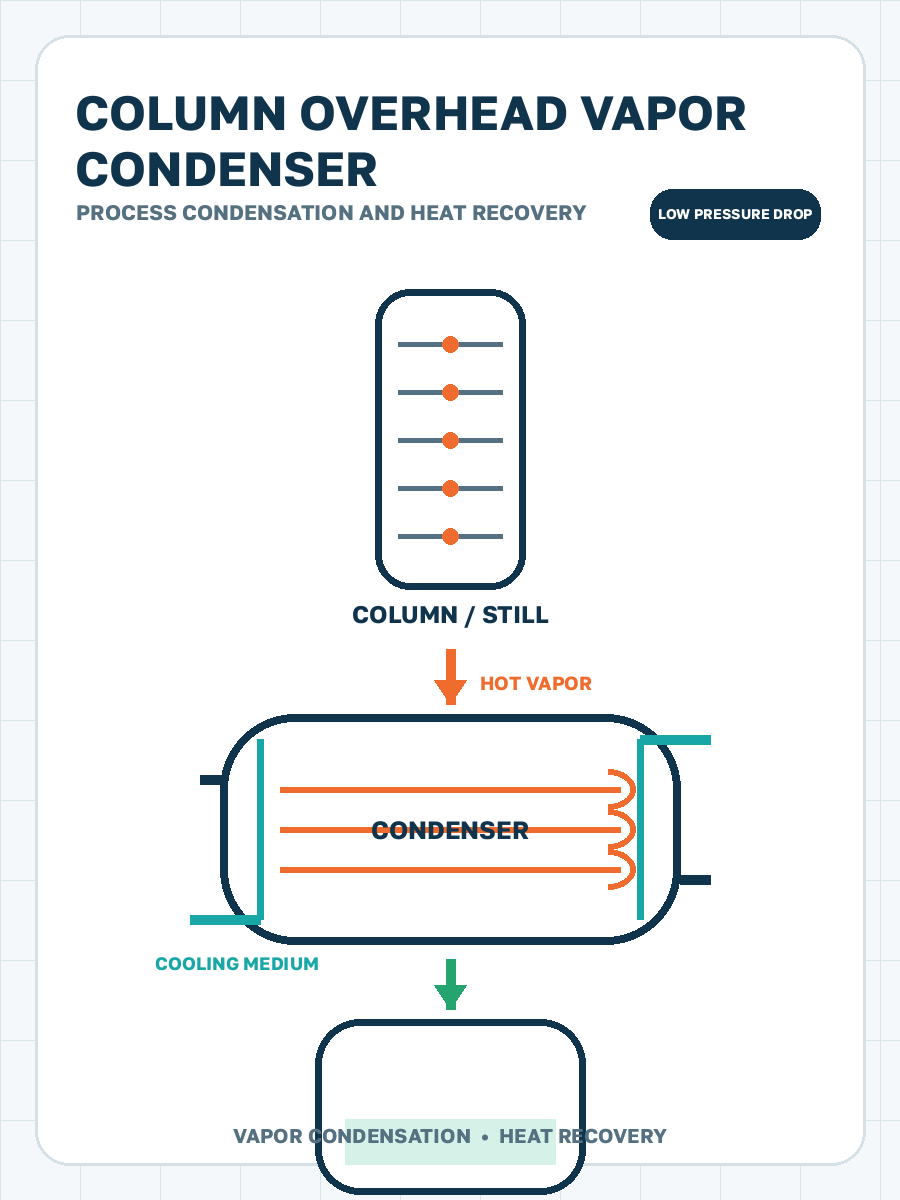 Condensing column overhead vapors process condensation illustration