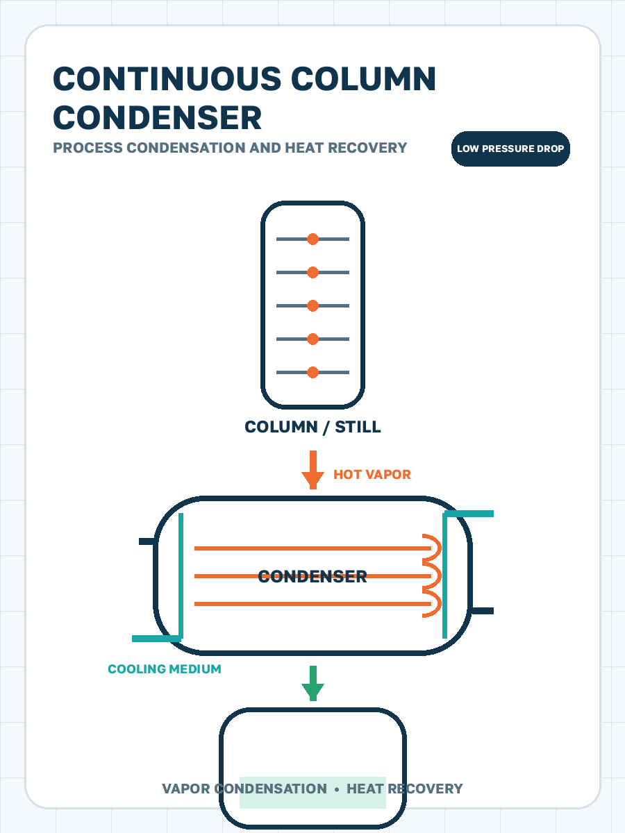 Continuous column condensers process condensation illustration