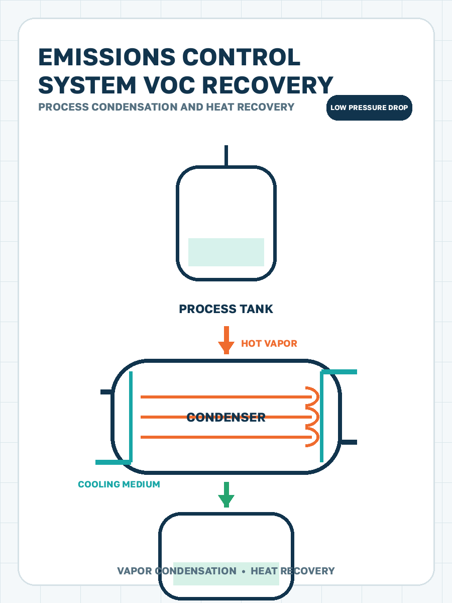 VOC condensation from emissions-control systems process condensation illustration