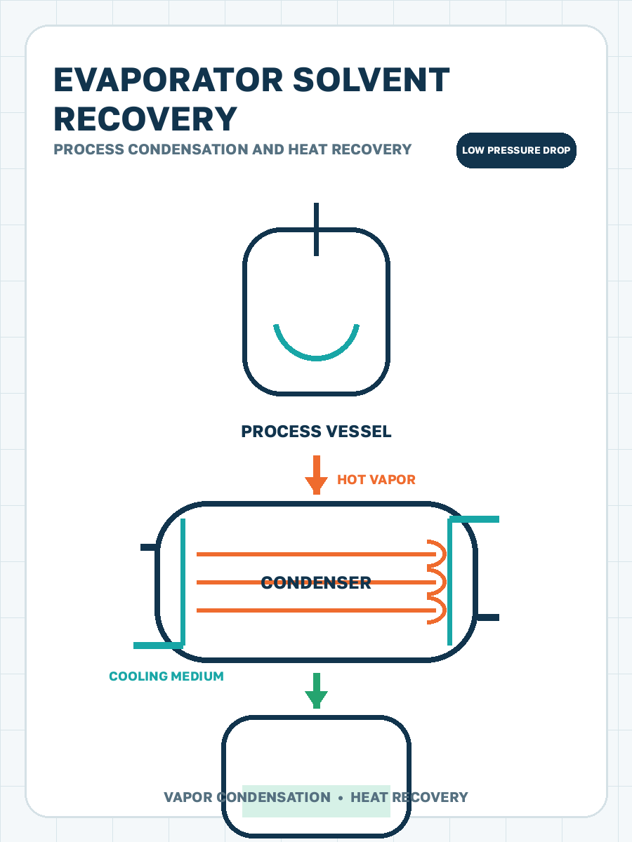Solvent vapor condensation from evaporators process condensation illustration