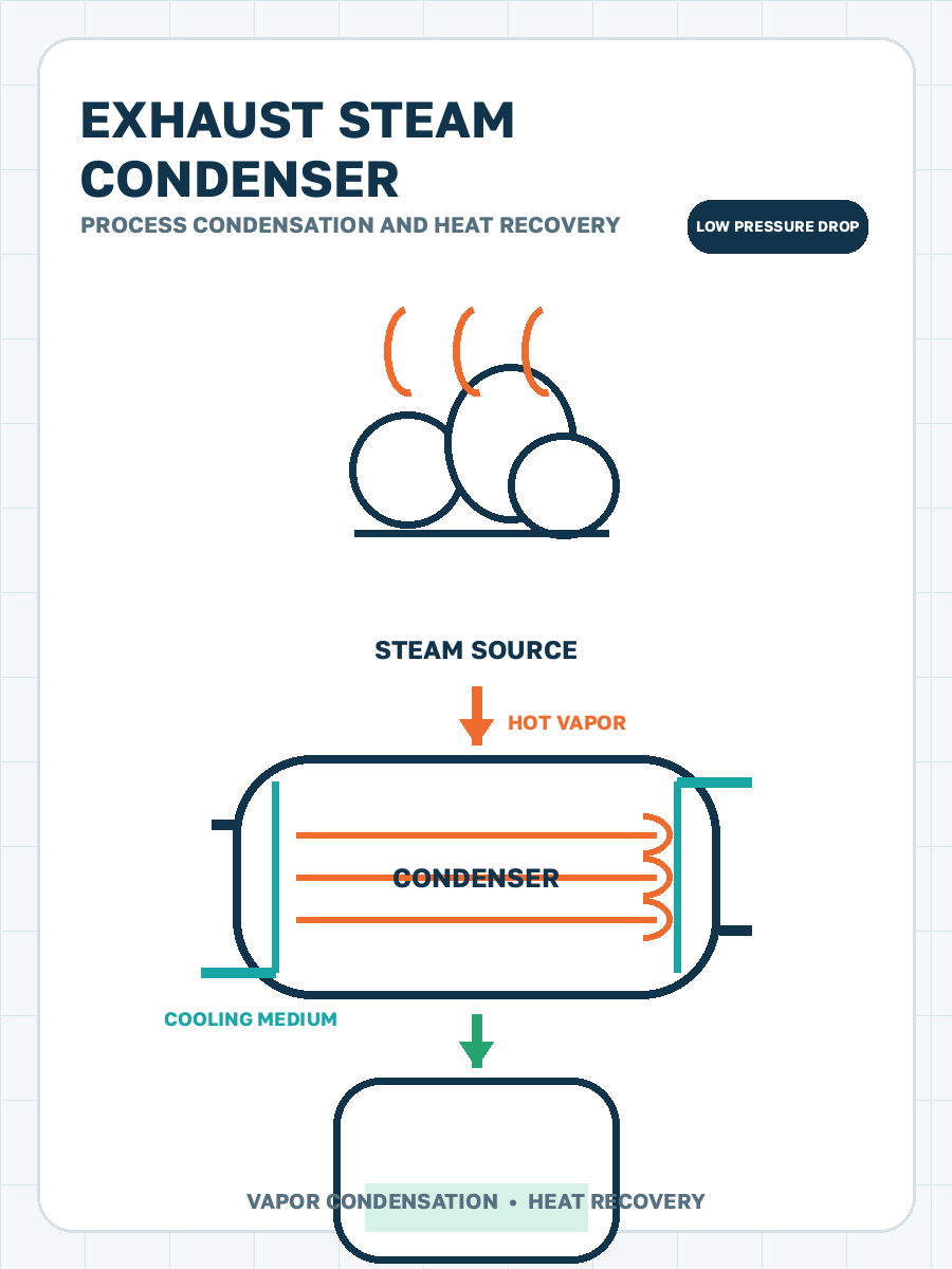 Condensing exhaust steam process condensation illustration