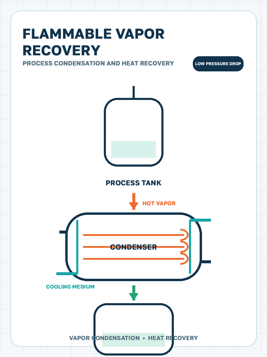 Condensing flammable vapor streams process condensation illustration