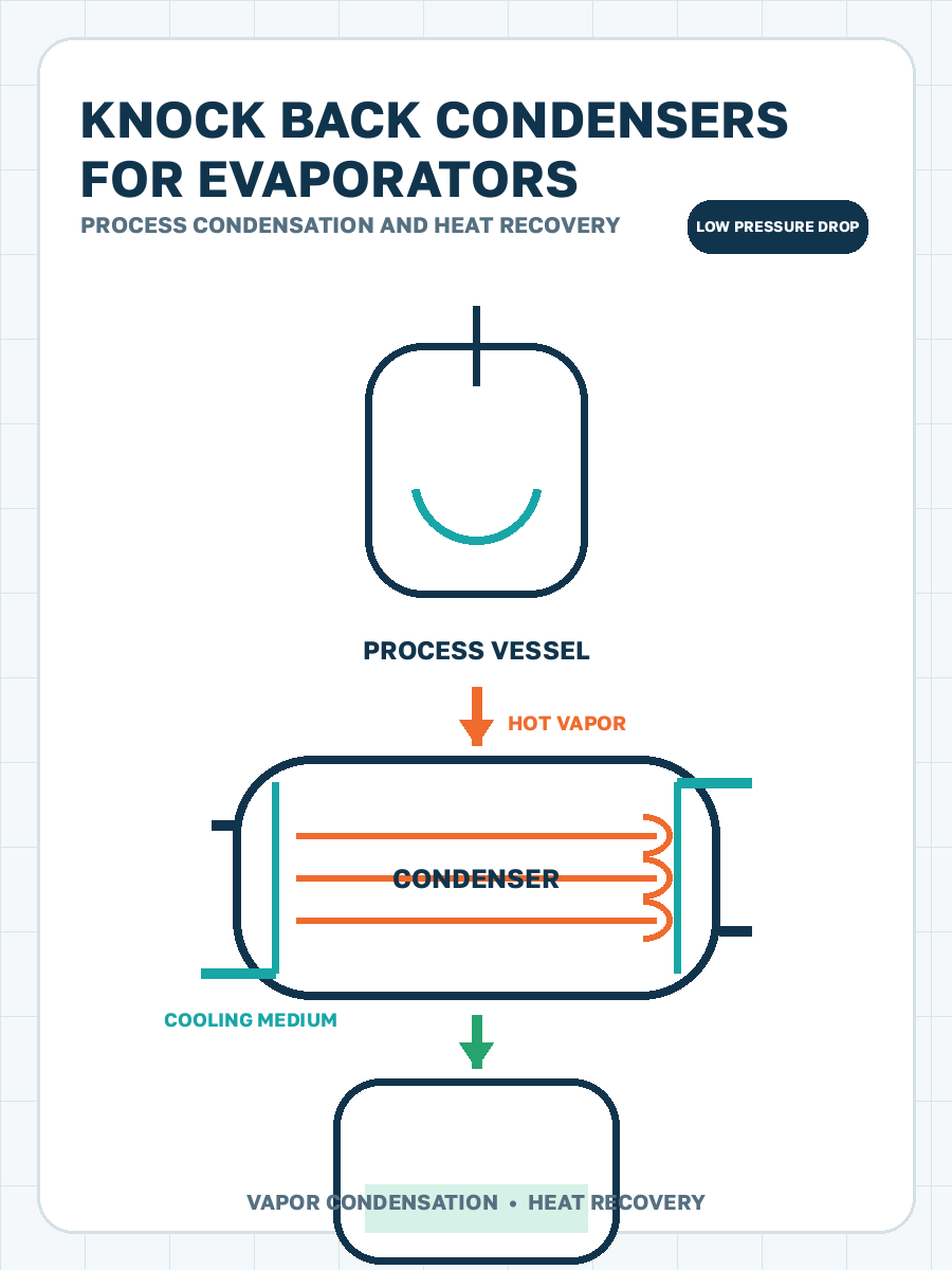 Knock-back condensers for evaporators process condensation illustration