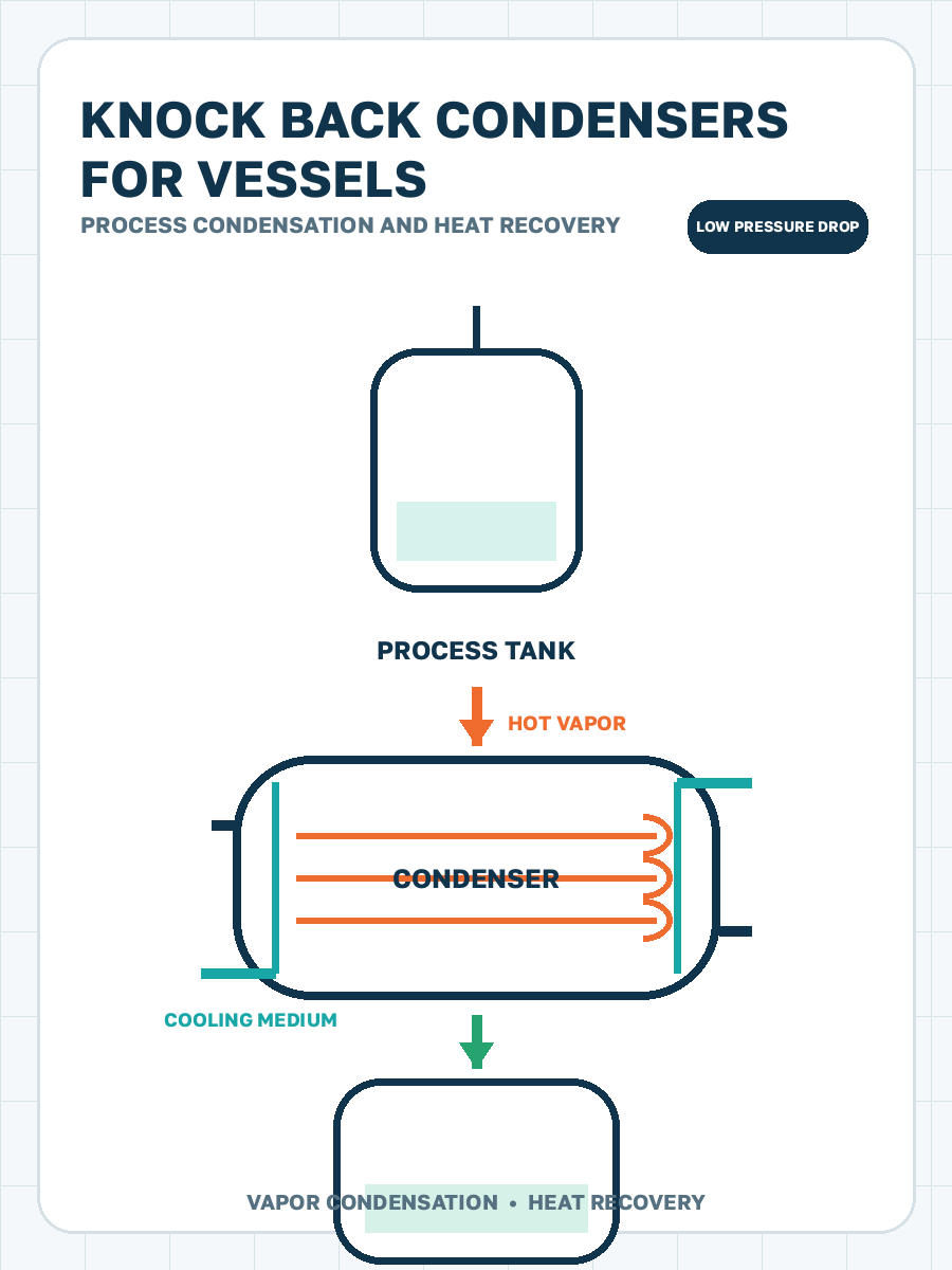 Knock-back condensers for vessels process condensation illustration