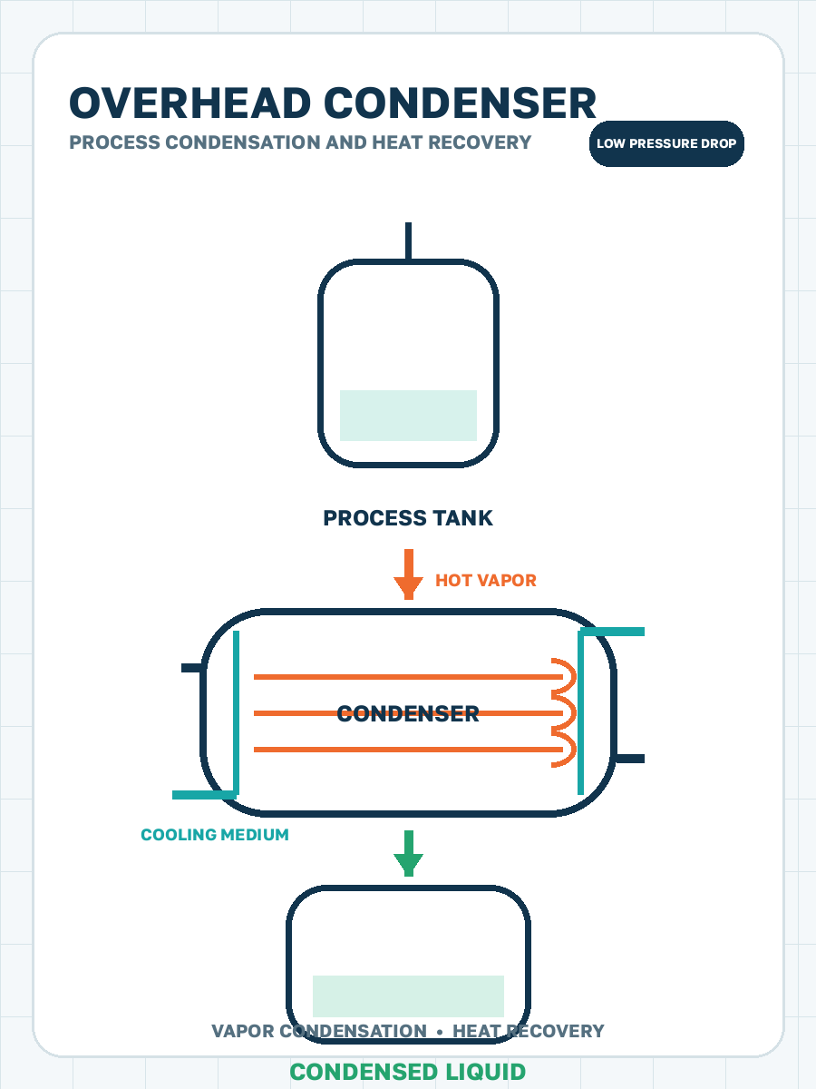 Overhead condensers process condensation illustration