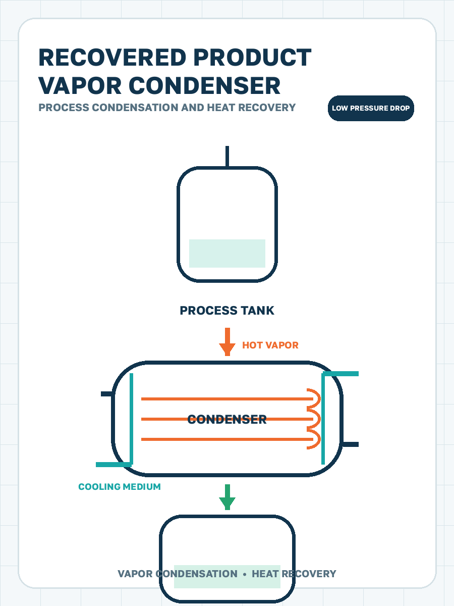 Condensing recovered product vapors process condensation illustration