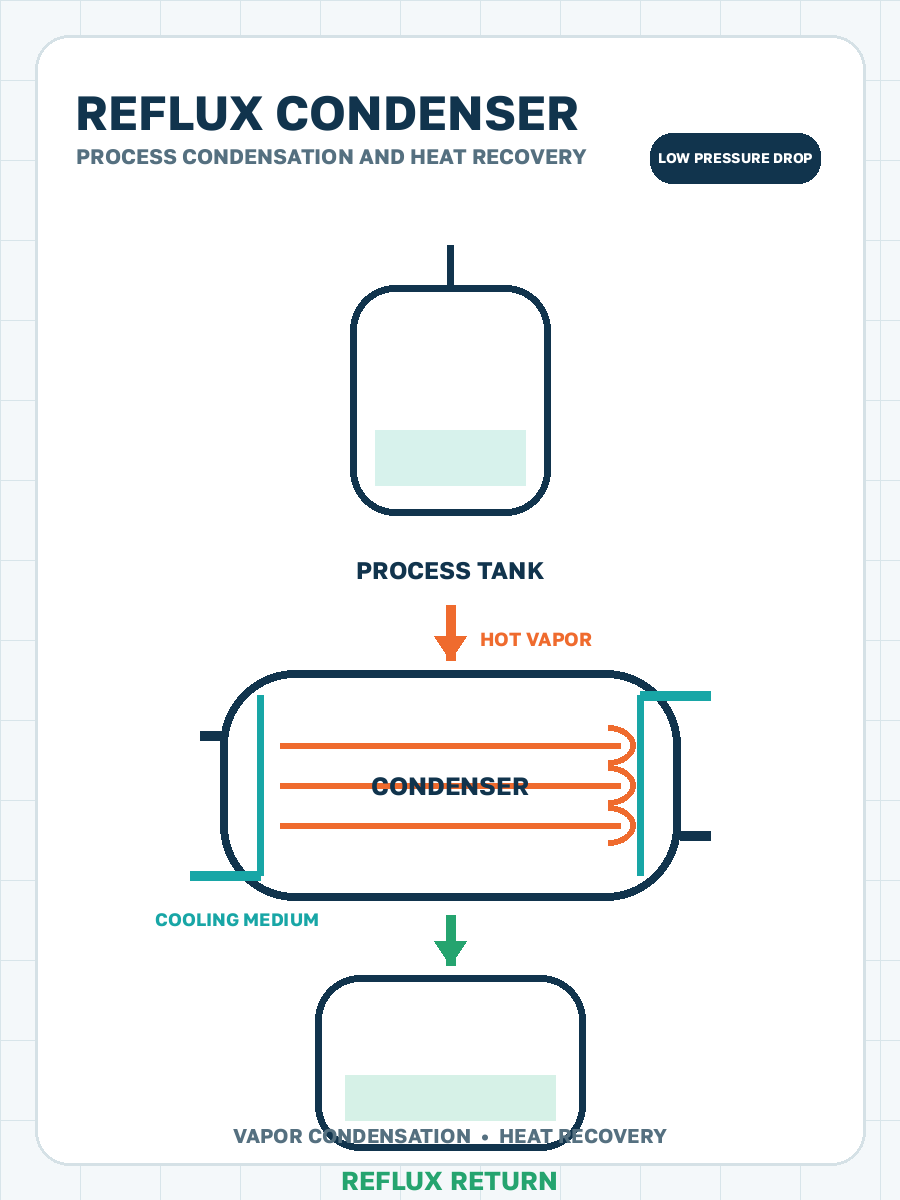 Reflux condensers process condensation illustration