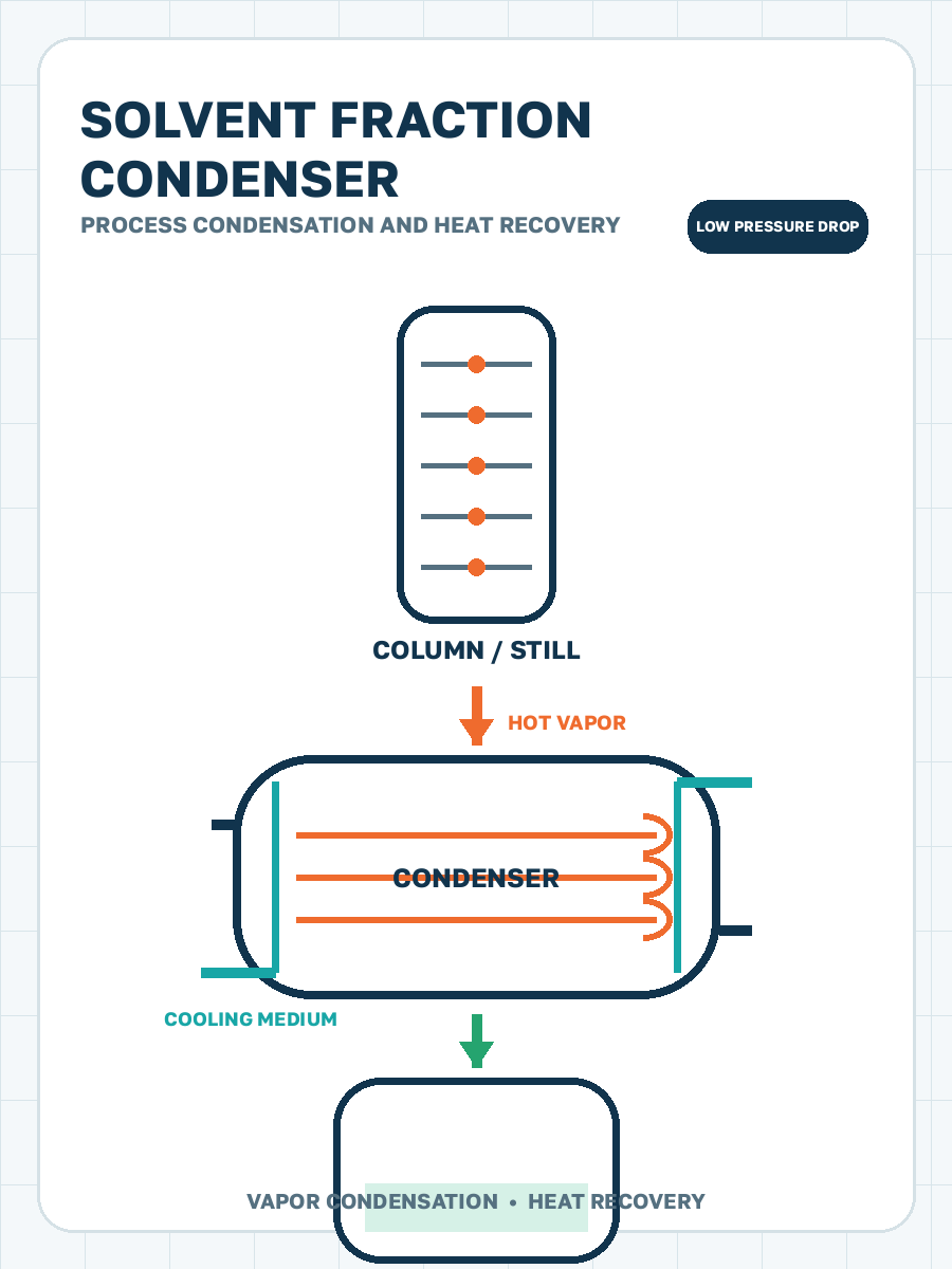Condensing solvent fractions process condensation illustration