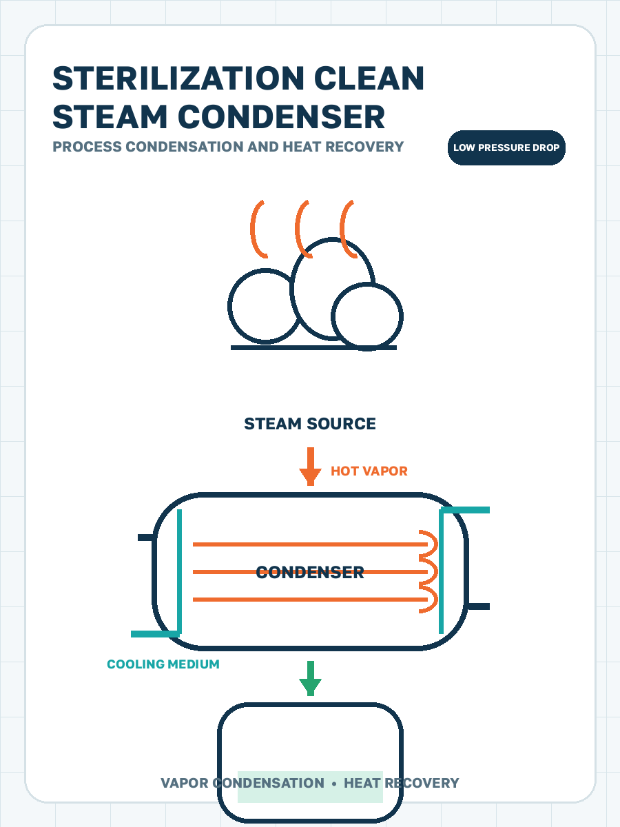 Clean steam condensation for sterilization process condensation illustration