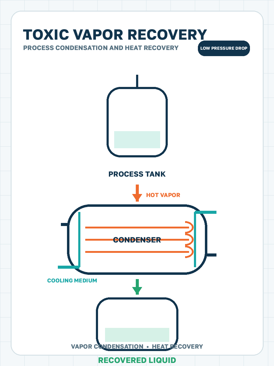 Condensing toxic vapor streams process condensation illustration