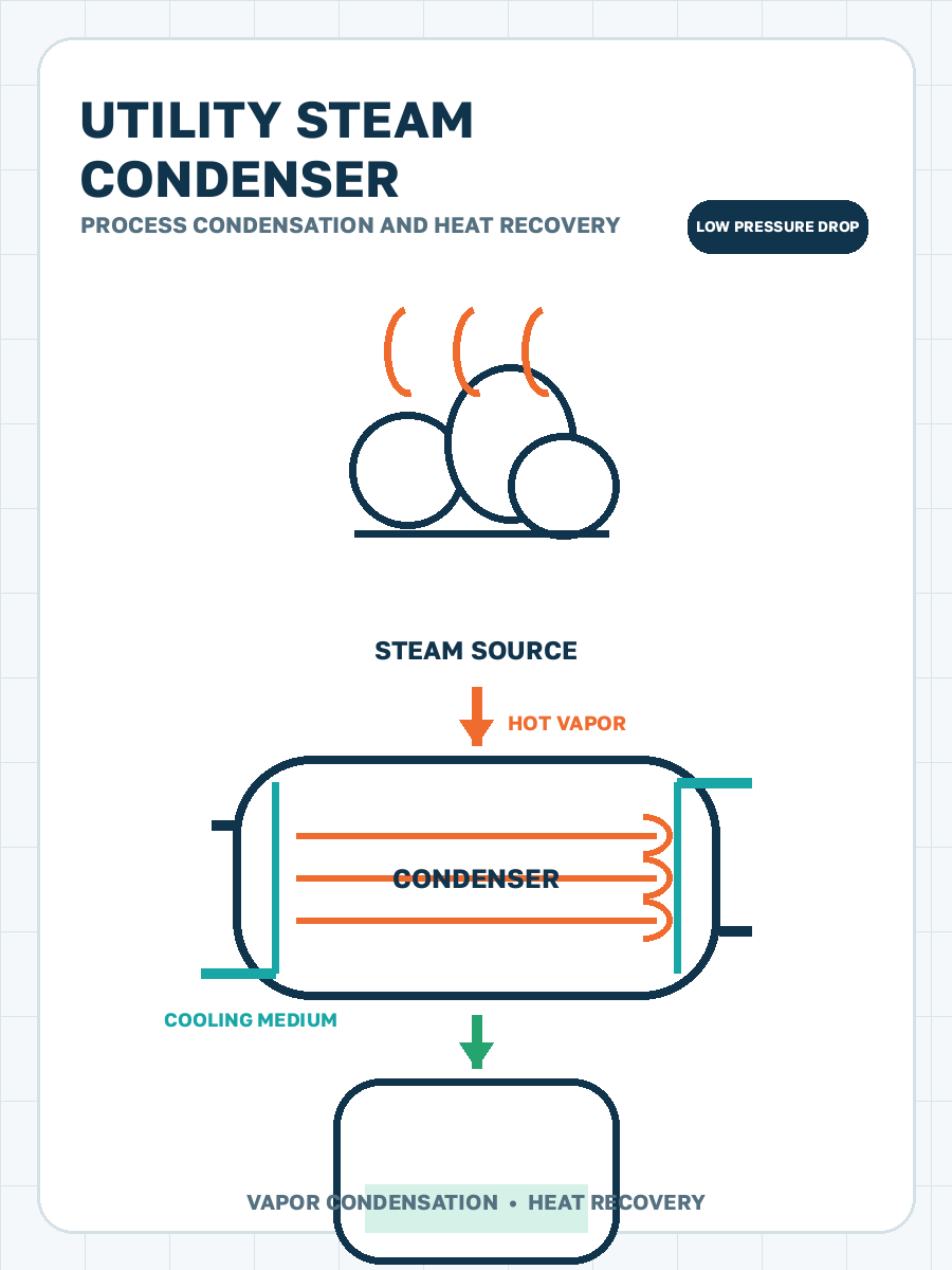 Condensing utility steam process condensation illustration